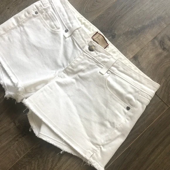 Paige White Fringed Denim Shorts - Picture 3 of 7